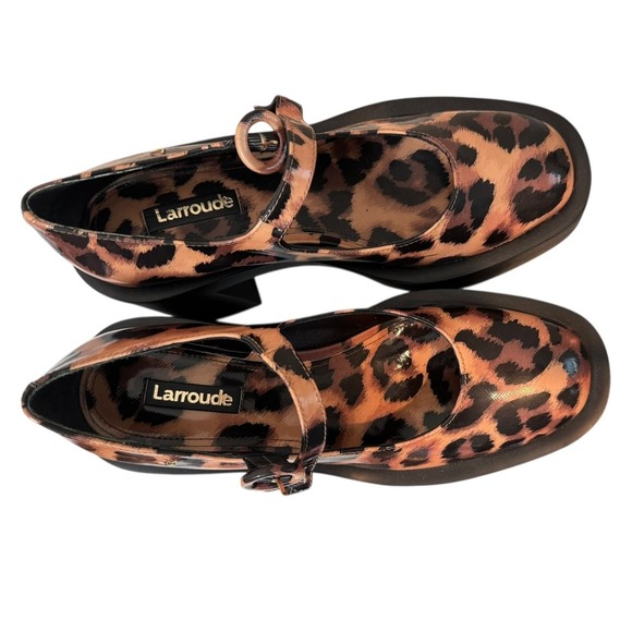 NWT Larroude Olivia Platform Pump Patent Safiano Jaguar Leopard Mary Jane 7 - Picture 4 of 9